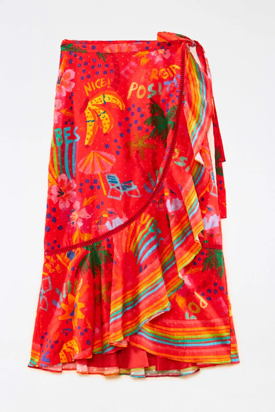 FARM Rio Red Wrap Skirt | Good Vibes Print Best