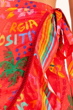 FARM Rio Red Wrap Skirt | Good Vibes Print Best