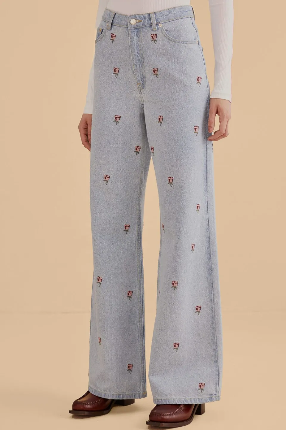 FARM Rio Rose Embroidered Denim Pants Best