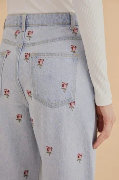 FARM Rio Rose Embroidered Denim Pants Best