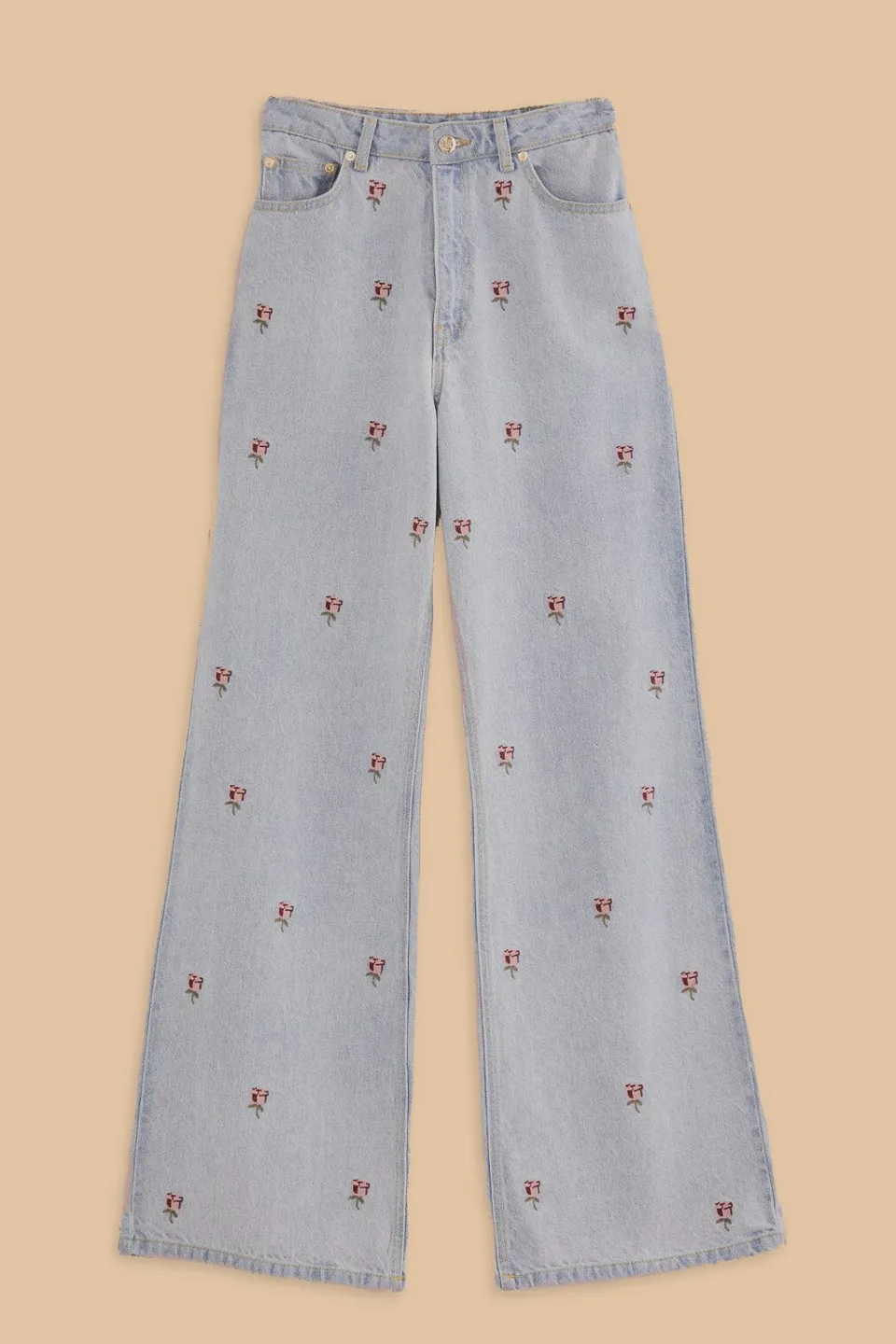 FARM Rio Rose Embroidered Denim Pants Best