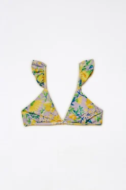 FARM Rio RUFFLE BIKINI TOP | Lemon Dream Print New