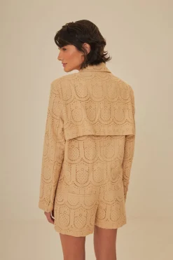 FARM Rio Sand Cotton Eyelet Tailored Romper Discount