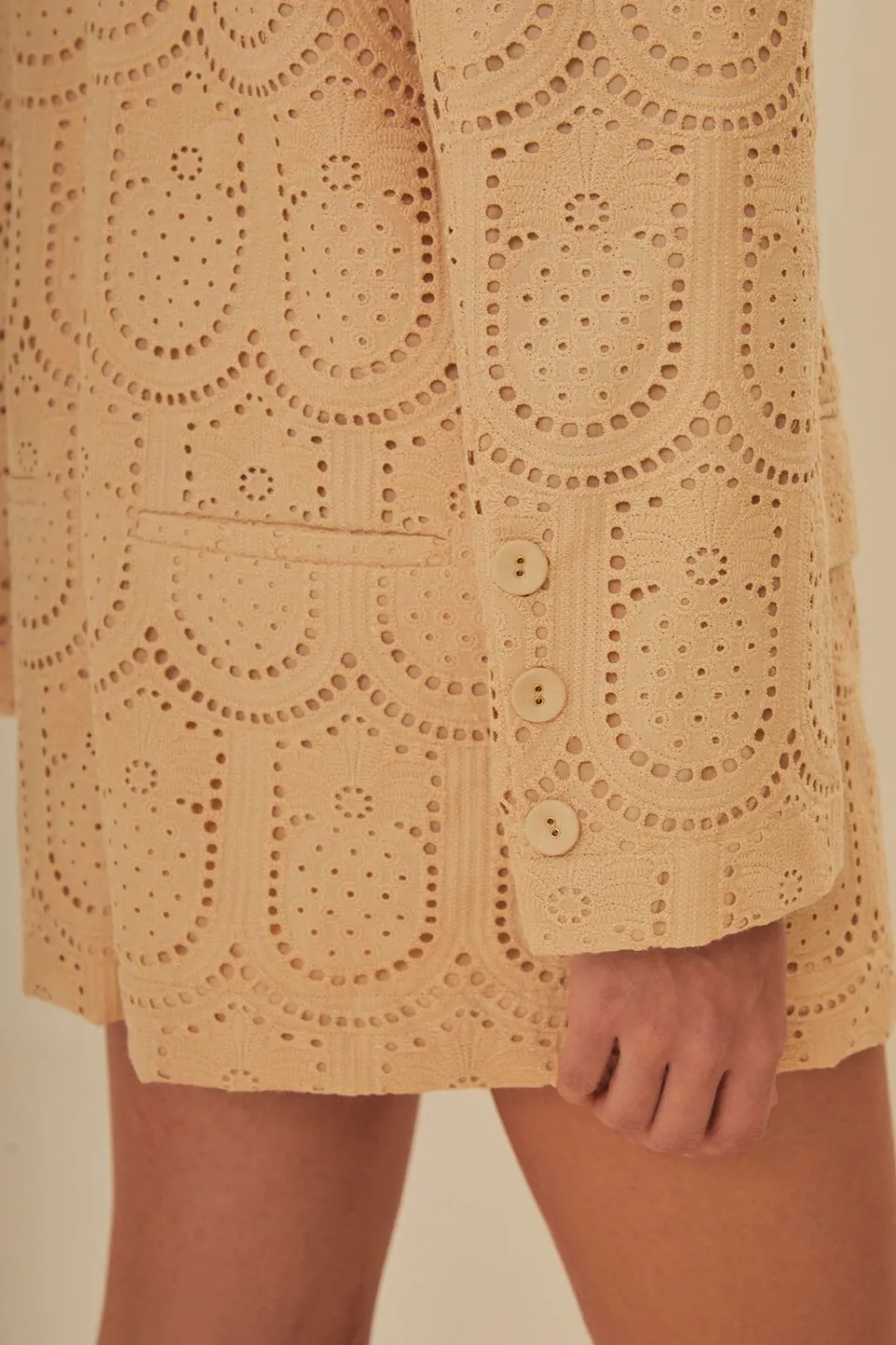 FARM Rio Sand Cotton Eyelet Tailored Romper Discount