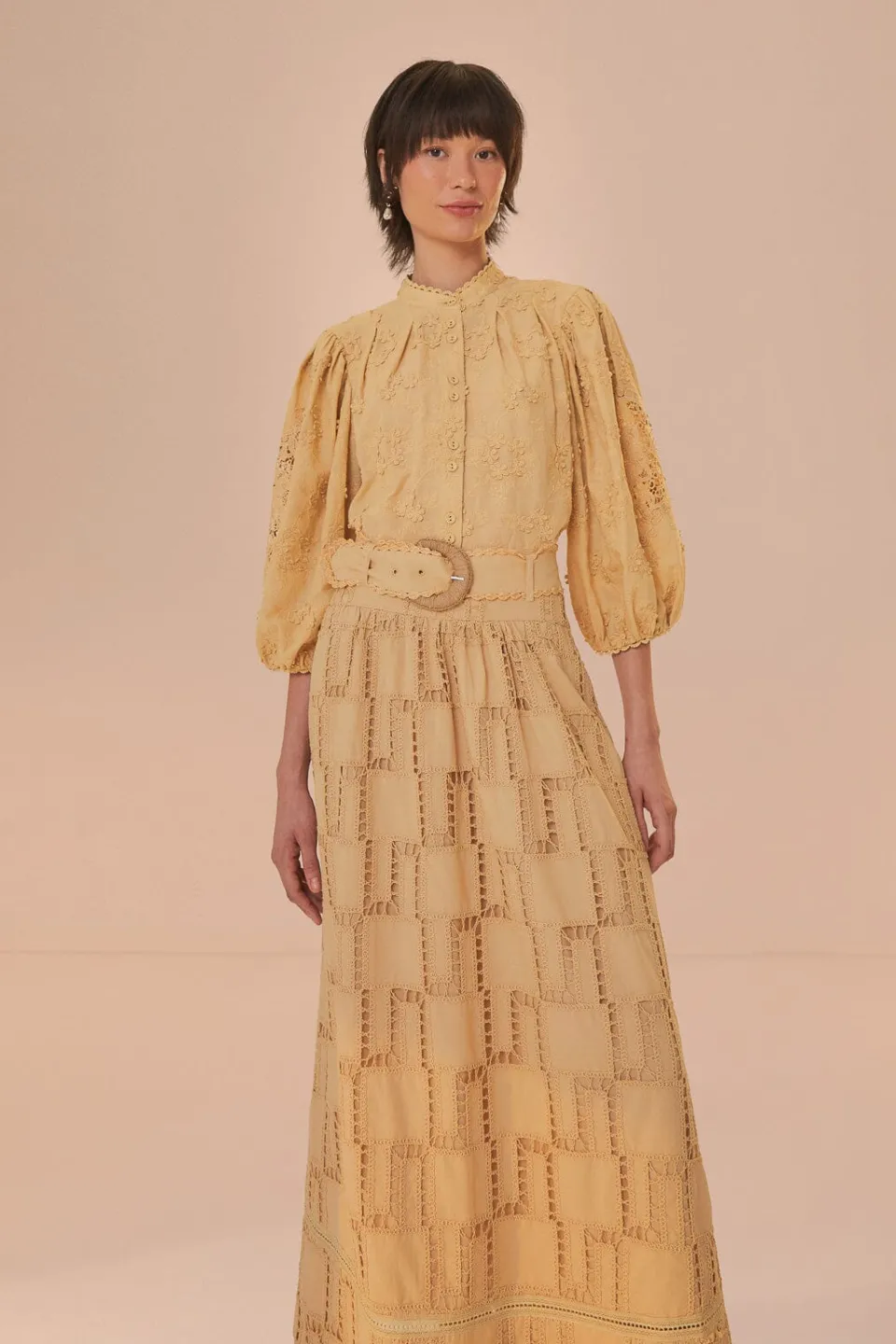 FARM Rio Sand Crochet Midi Skirt Sale