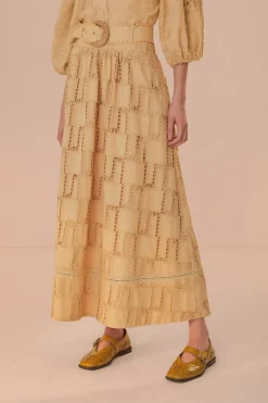 FARM Rio Sand Crochet Midi Skirt Sale