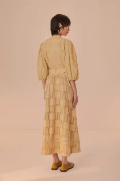 FARM Rio Sand Crochet Midi Skirt Sale