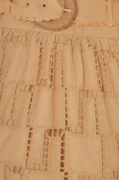 FARM Rio Sand Crochet Midi Skirt Sale