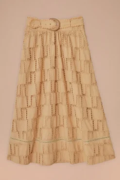 FARM Rio Sand Crochet Midi Skirt Sale