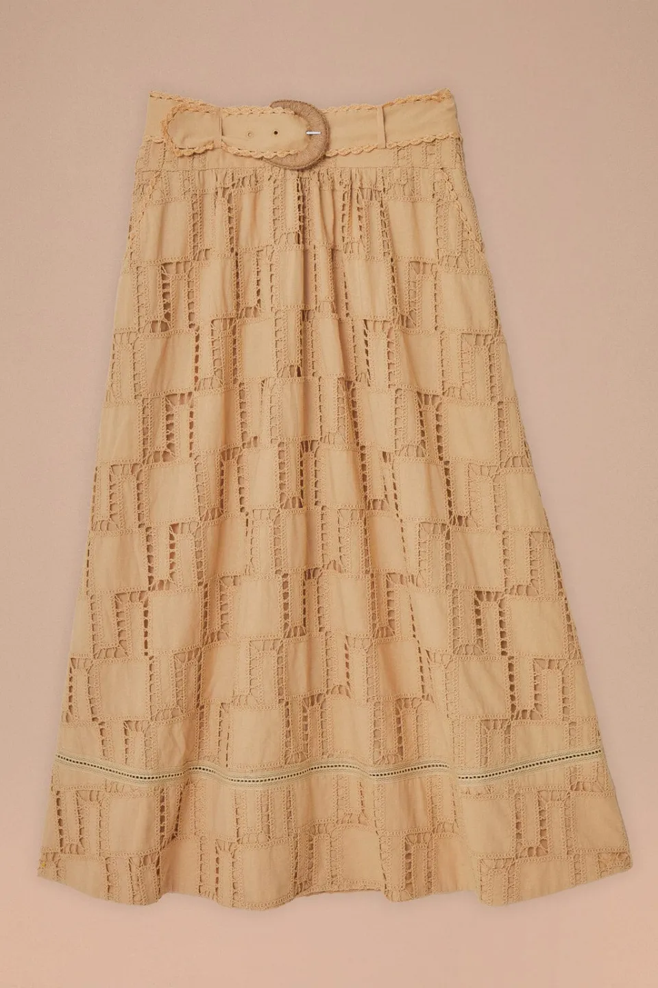 FARM Rio Sand Crochet Midi Skirt Sale