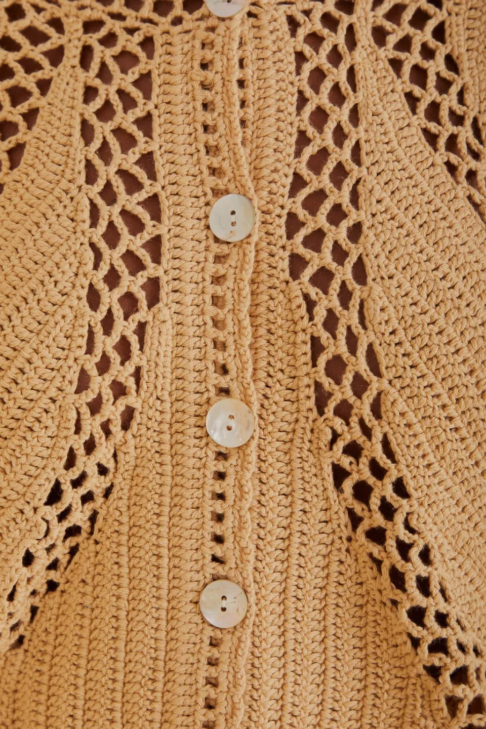 FARM Rio Sand Flower Draw Crochet Cardigan Clearance