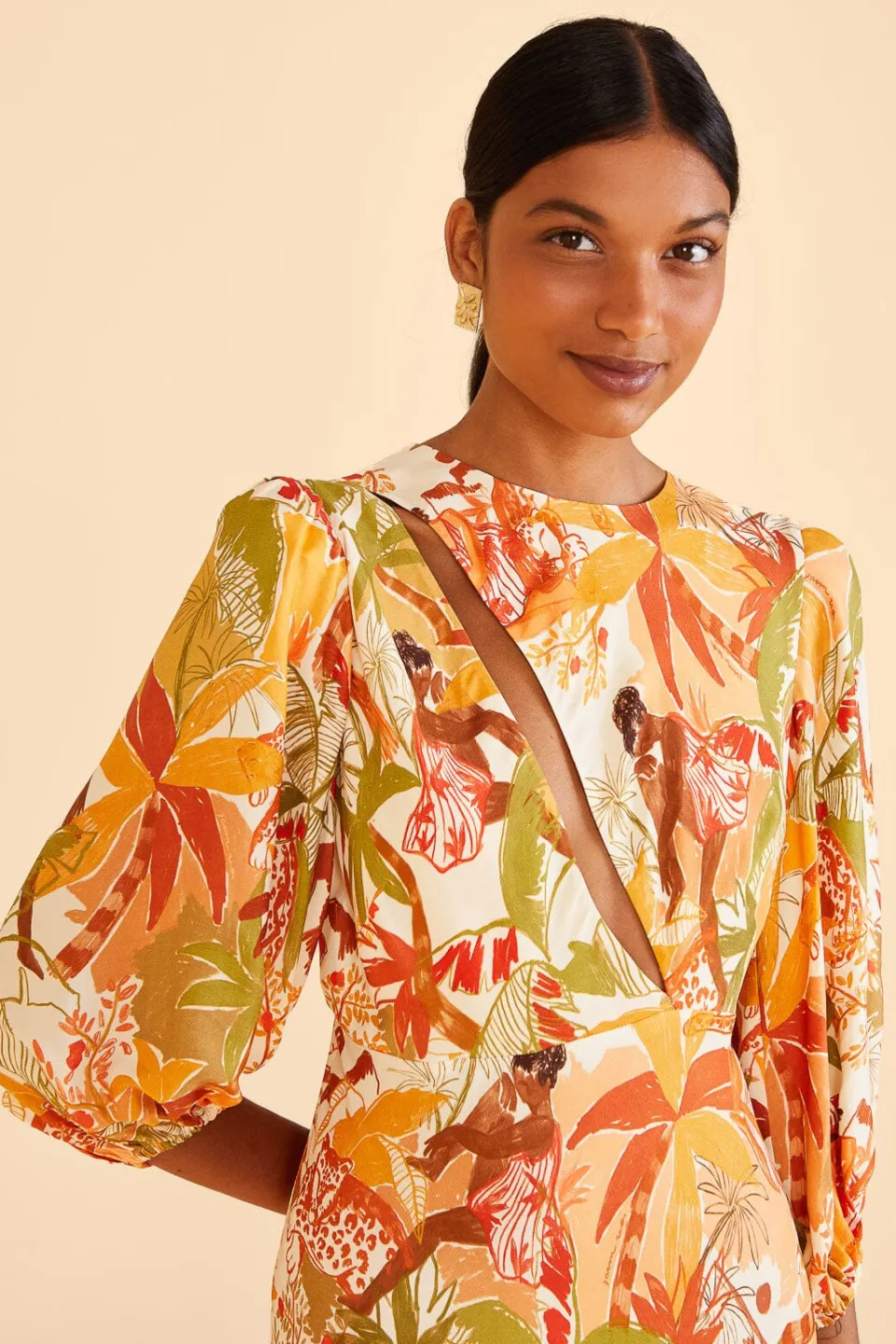 FARM Rio Sand Leopard Forest Midi Dress Best