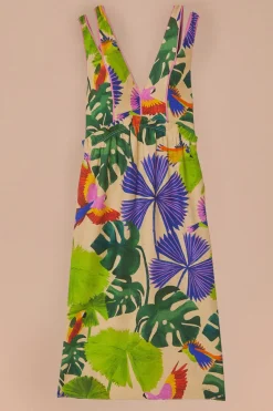 FARM Rio Sand Macaw Jungle V Neck Midi Dress Best