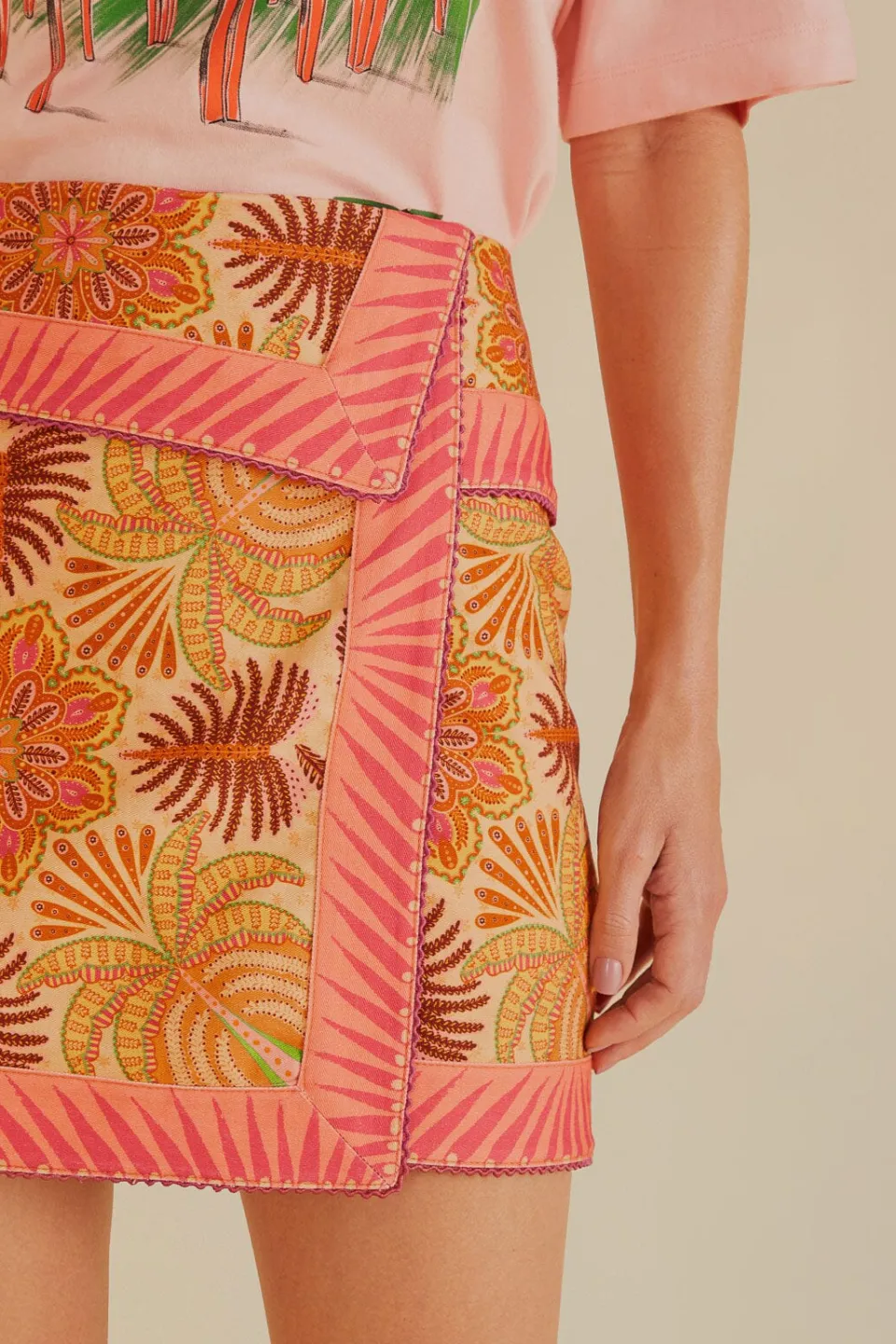 FARM Rio Sand Palm Scarf Skirt Outlet