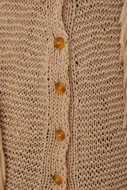 FARM Rio Sand Stripes Fringes Knit Cardigan