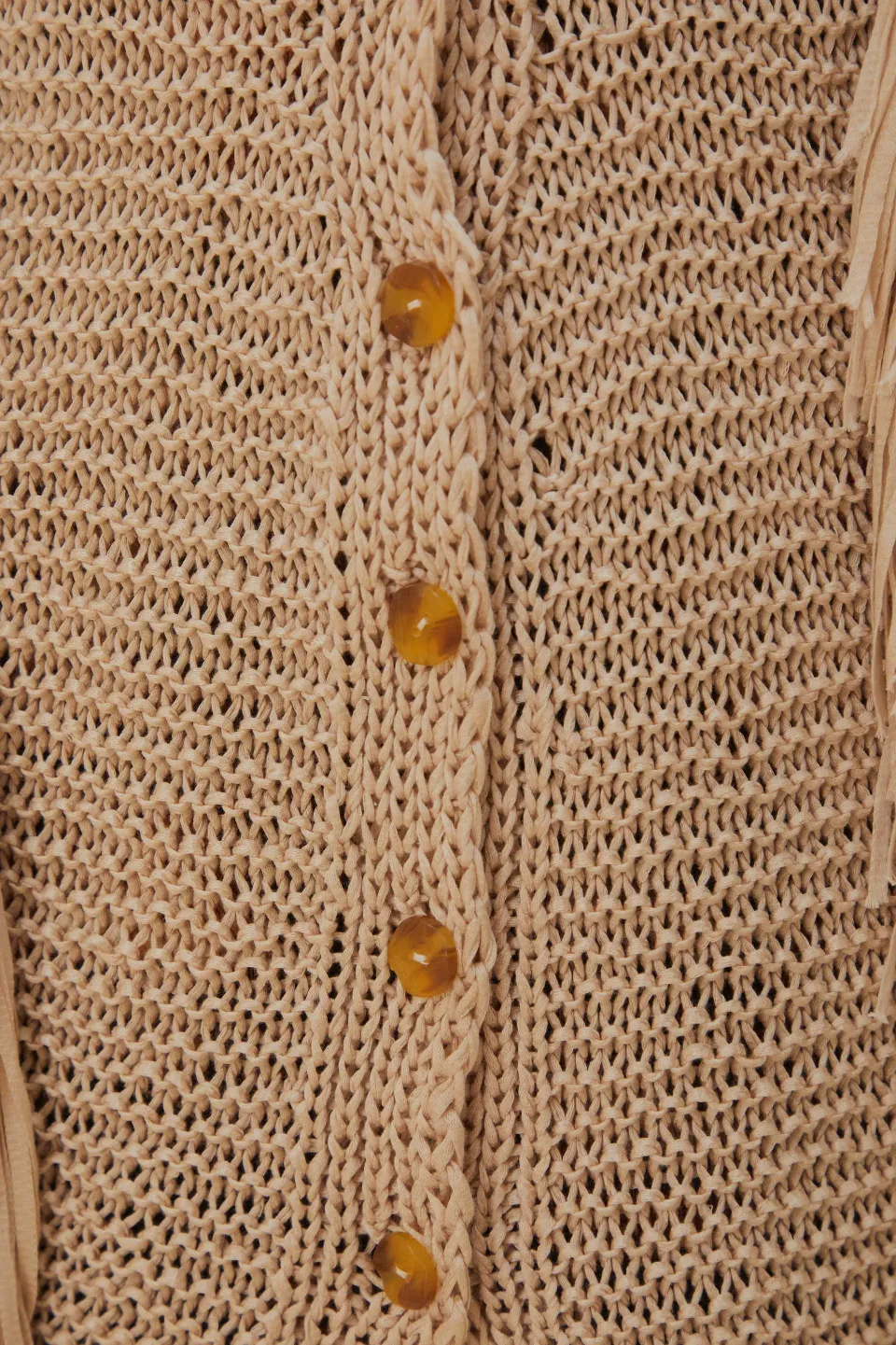 FARM Rio Sand Stripes Fringes Knit Cardigan