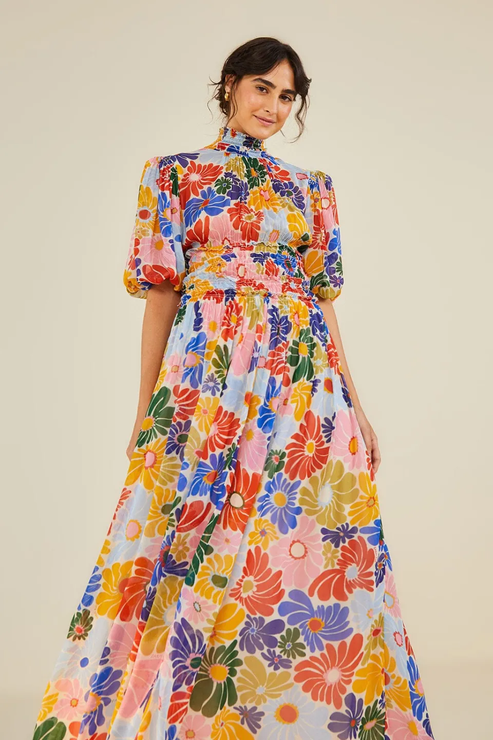 FARM Rio Sand Sunny Daisies Maxi Dress Hot