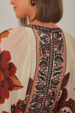 FARM Rio Sand Winter Tapestry V Neck Maxi Dress Discount
