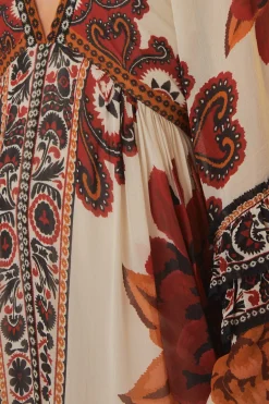 FARM Rio Sand Winter Tapestry V Neck Maxi Dress Discount