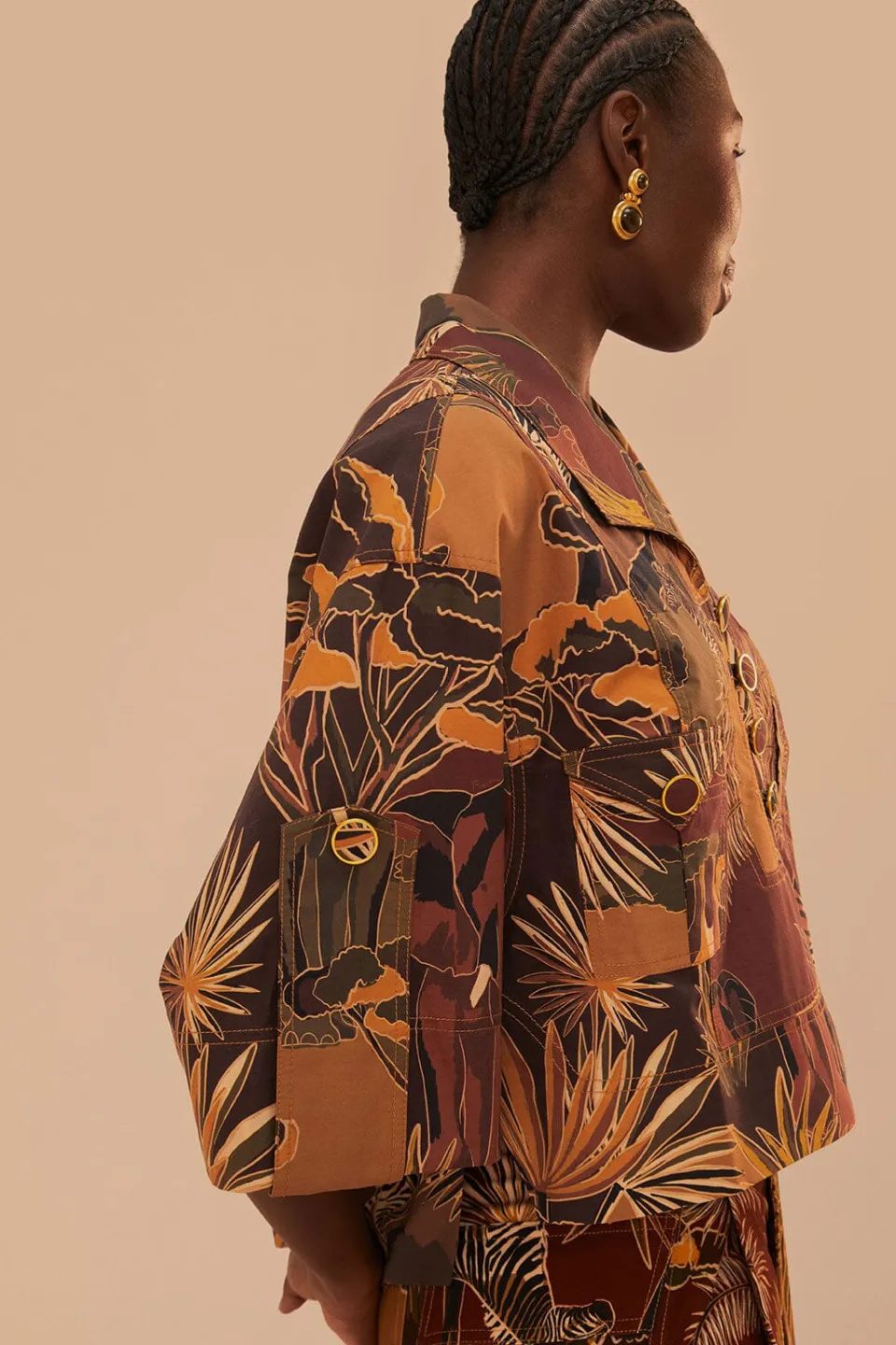 FARM Rio Savana Dream Caramel Utility Blouse Clearance