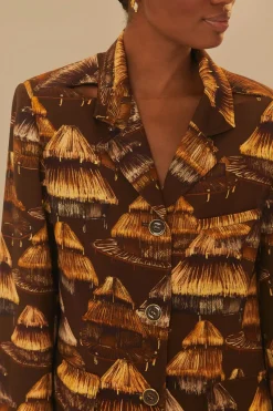 FARM Rio Shuhu Brown Cut Out Blazer