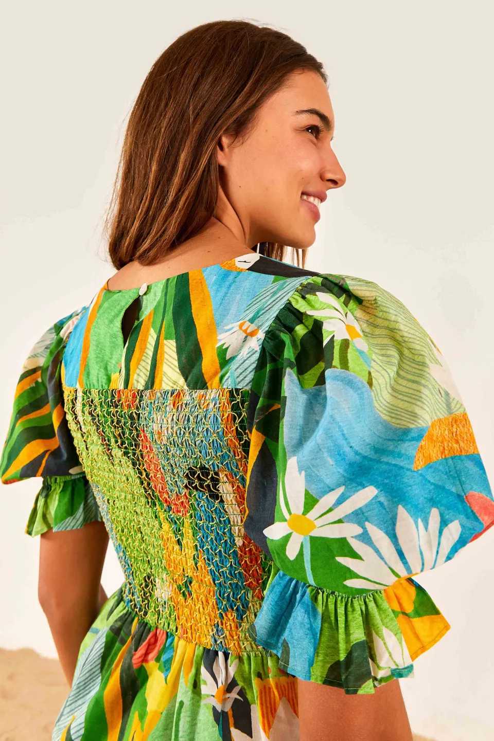 FARM Rio Smocked Blouse | Vintage Toucans Print Best