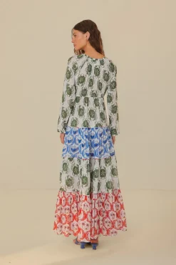 FARM Rio Stamp Mix Long Sleeve Maxi Dress Discount