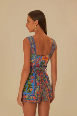 FARM Rio Stiched Garden Blue Romper Clearance
