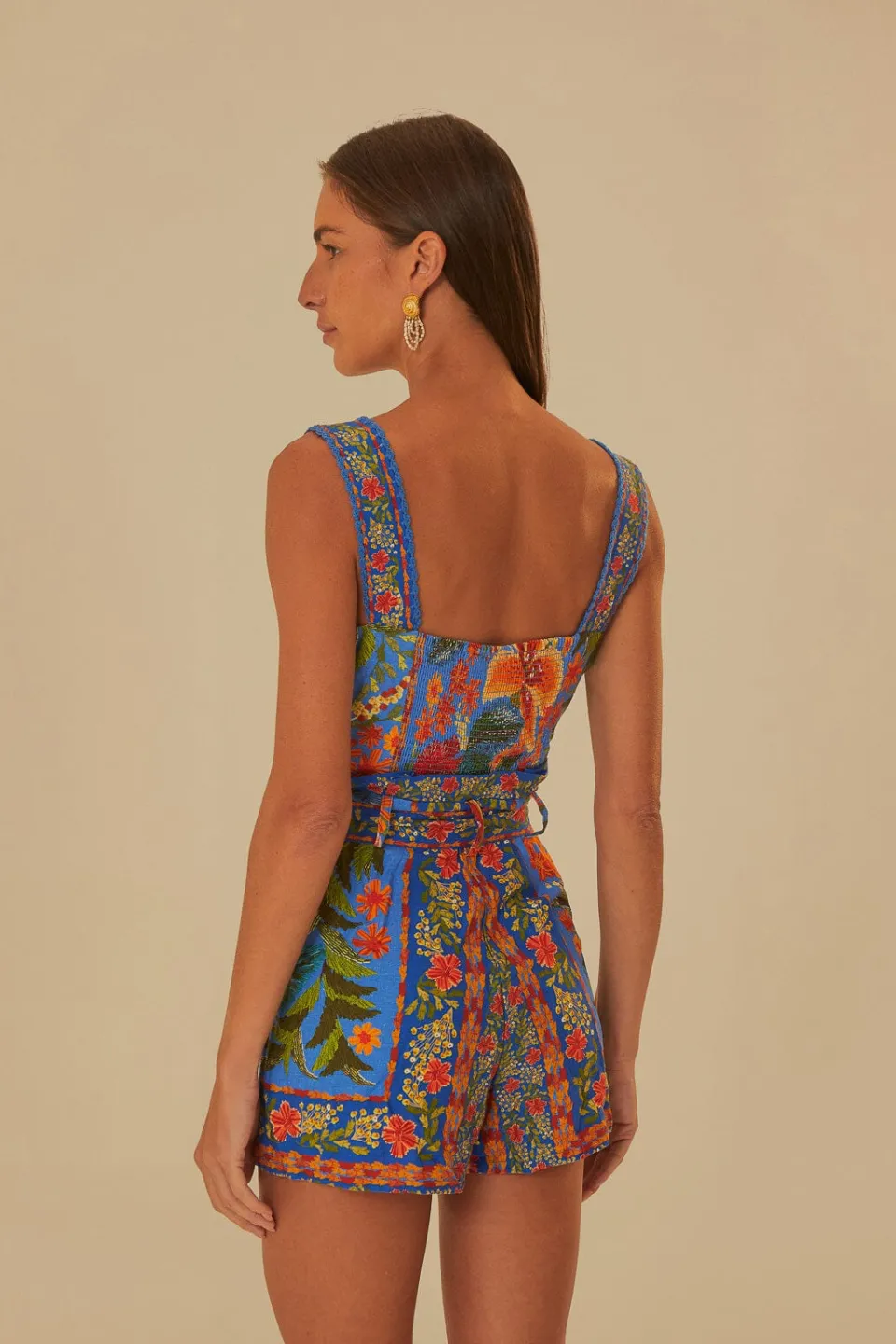 FARM Rio Stiched Garden Blue Romper Clearance