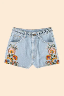 FARM Rio Summer Garden Embroidered Denim Shorts Clearance