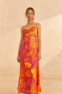 FARM Rio Summer Garden Ombre Lenzing™ Ecovero™ Viscose Midi Dress Outlet