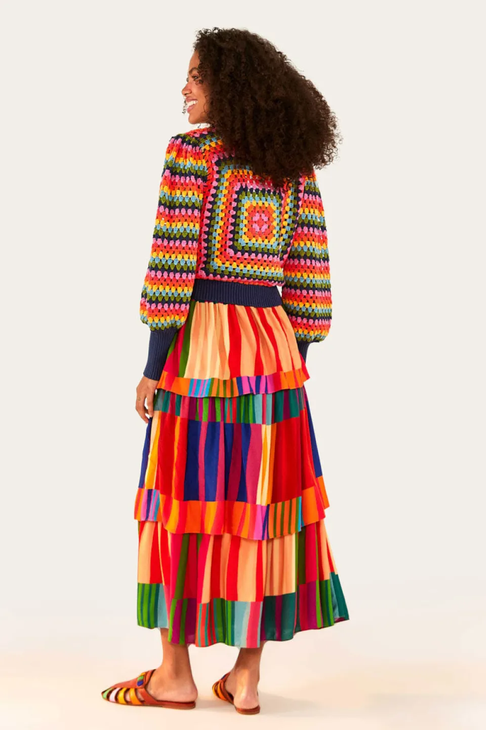 FARM Rio Sunset Stripes Crochet Sweater Sale