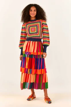 FARM Rio Sunset Stripes Crochet Sweater Sale