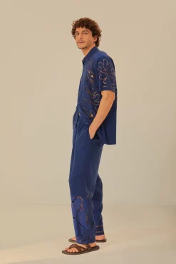FARM Rio Surrealist Richelieu Embroidered Euroflax™ Premium Linen Pants Best
