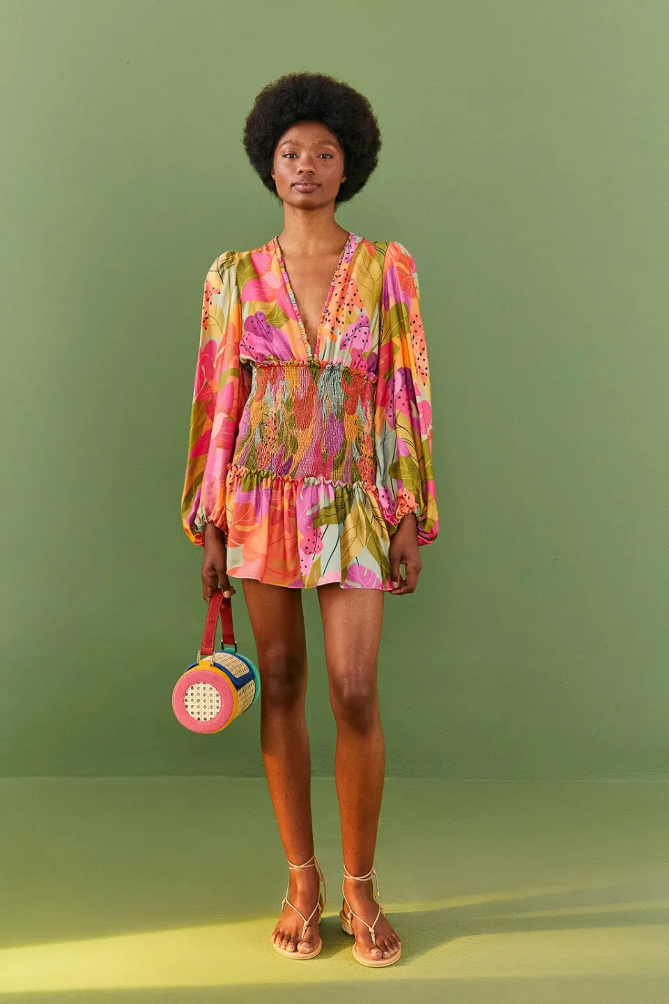 FARM Rio Sweet Forest Long Sleeve Mini Dress New