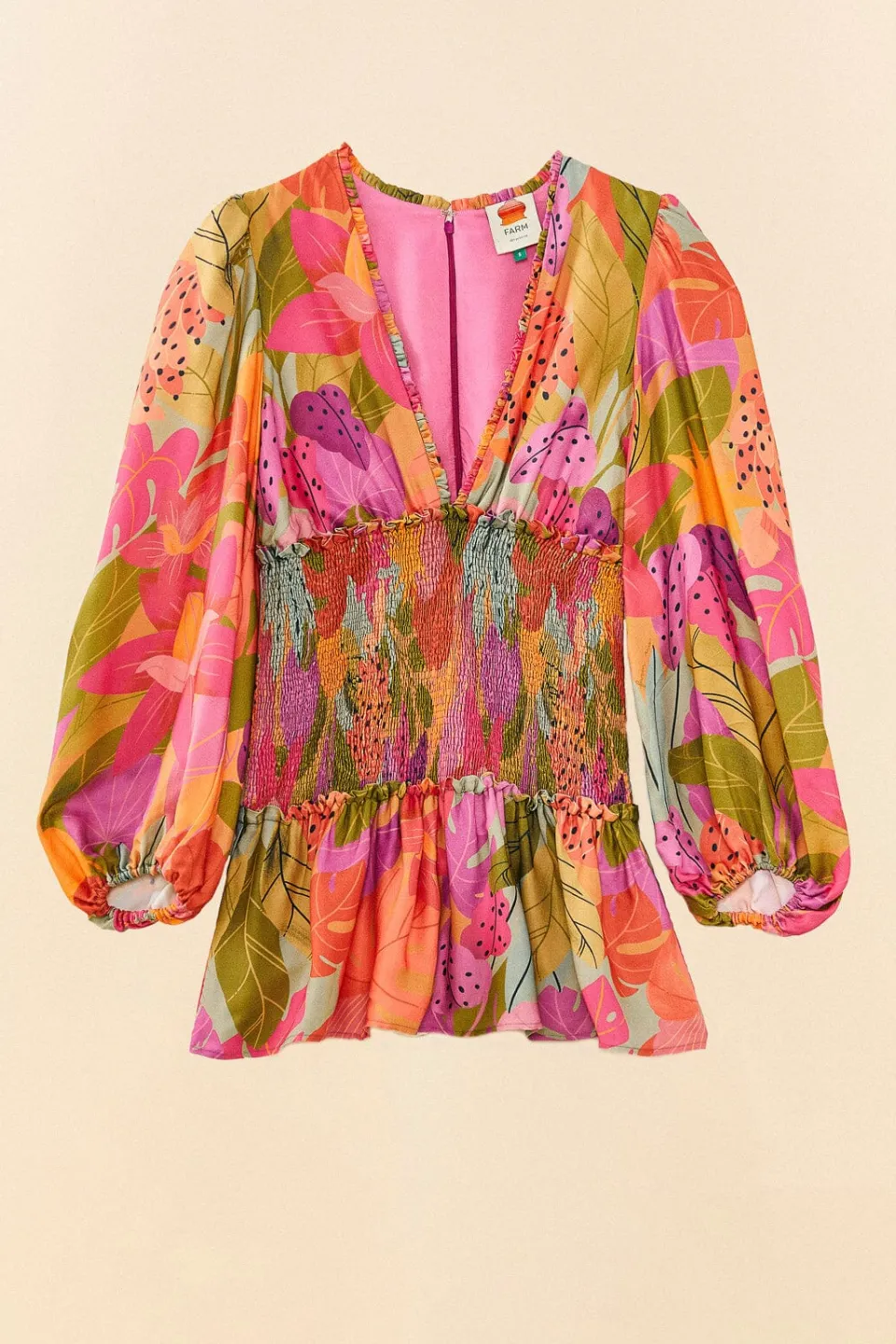 FARM Rio Sweet Forest Long Sleeve Mini Dress New