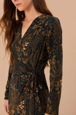 FARM Rio Teal Dotted Forest LENZING™ ECOVERO™ Viscose Wrap Mini Dress Outlet