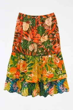 FARM Rio TIERED MIDI SKIRT | Caipirinha Print Discount