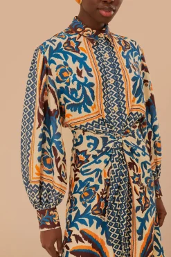FARM Rio Toucans Scarf Sand Midi Dress Clearance
