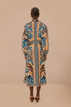 FARM Rio Toucans Scarf Sand Midi Dress Clearance