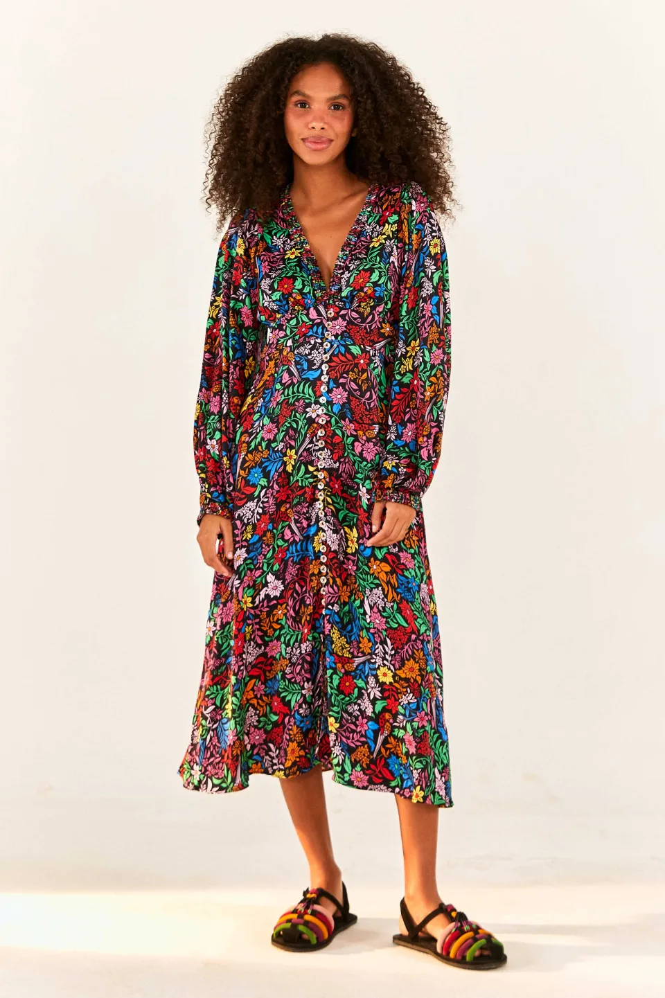 FARM Rio Tropical Garden Lenzing™ Ecovero™ Viscose Midi Dress