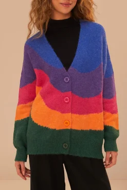 FARM Rio Vintage Waves Multicolor Knit Cardigan Sale