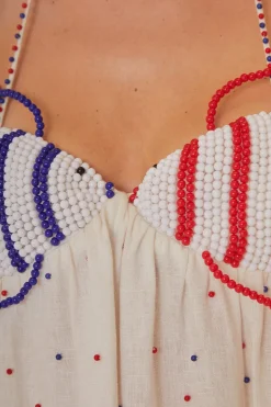 FARM Rio White Beaded Fishes Sleeveless Maxi Dress Hot