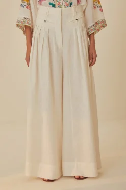 FARM Rio White Euroflax™ Premium Linen Pleated Pants New
