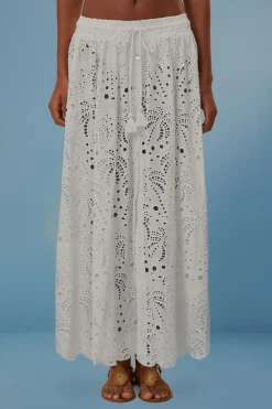FARM Rio White Eyelet Maxi Skirt Outlet
