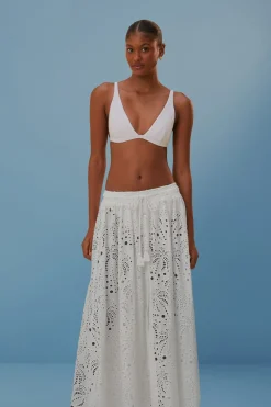 FARM Rio White Eyelet Maxi Skirt Outlet