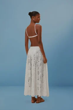 FARM Rio White Eyelet Maxi Skirt Outlet