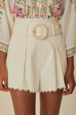 FARM Rio White Festone Belted Shorts Sale