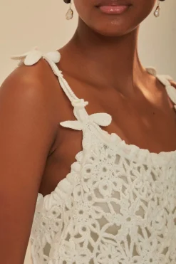 FARM Rio White Flowers Crochet Top Hot