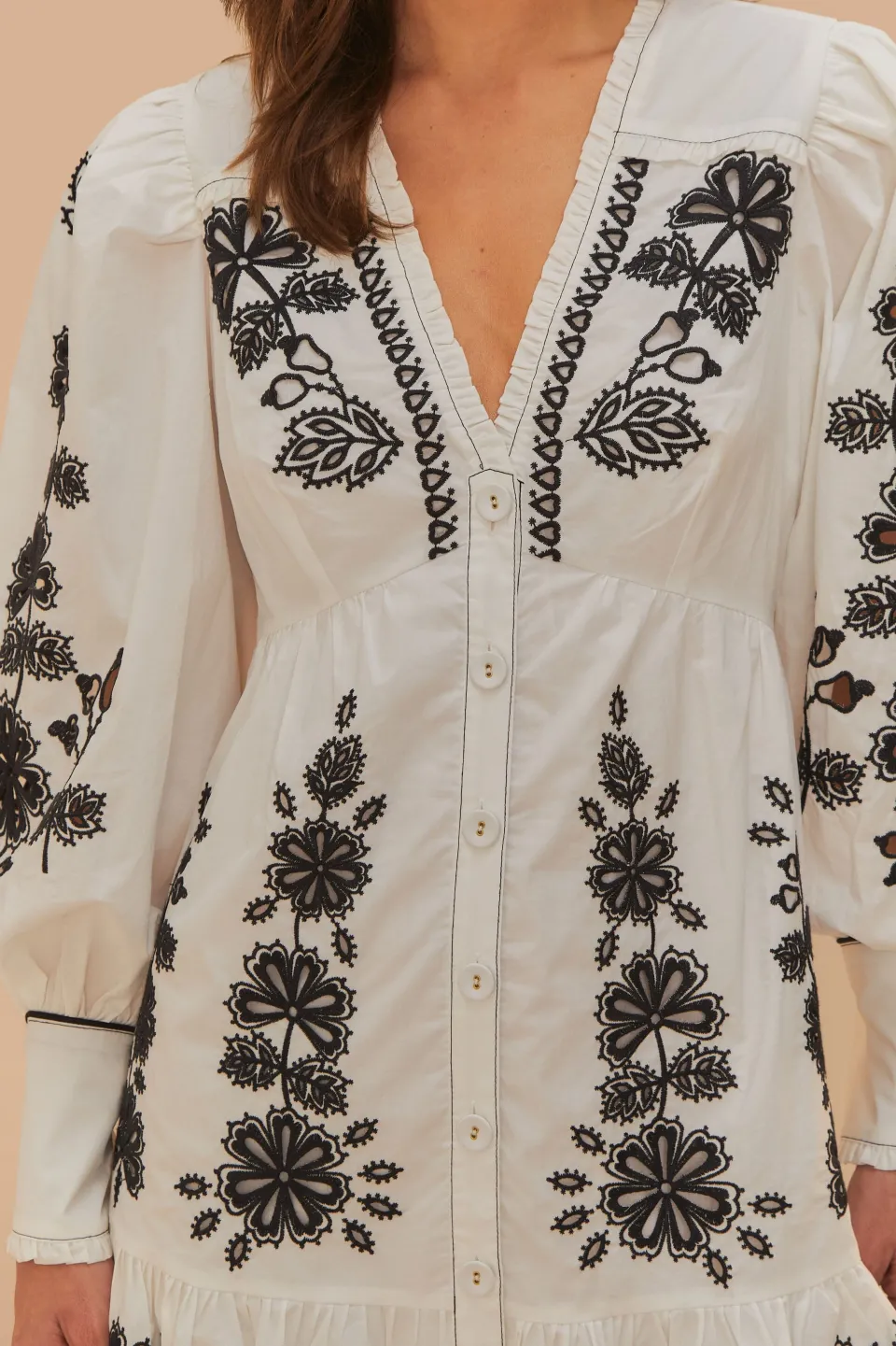 FARM Rio White Flowers Richelieu Mini Dress